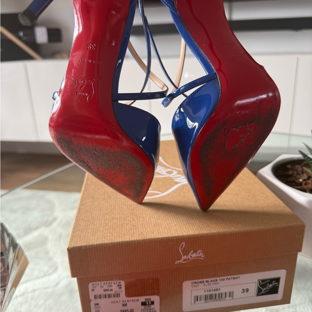 Christian Louboutin Women's Blue Patent Heels - Picture 5 of 6